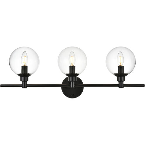 Jaelynn 3 Light 28 inch Black Bath Sconce Wall Light