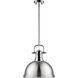 Duncan 1 Light 14 inch Chrome Pendant Ceiling Light in Pewter, Large