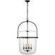 Chapman & Myers Lorford 4 Light 20 inch Aged Iron Bell Lantern Ceiling Light in Clear Glass