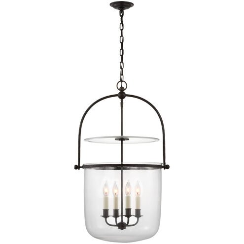 Chapman & Myers Lorford 4 Light 20 inch Aged Iron Bell Lantern Ceiling Light in Clear Glass