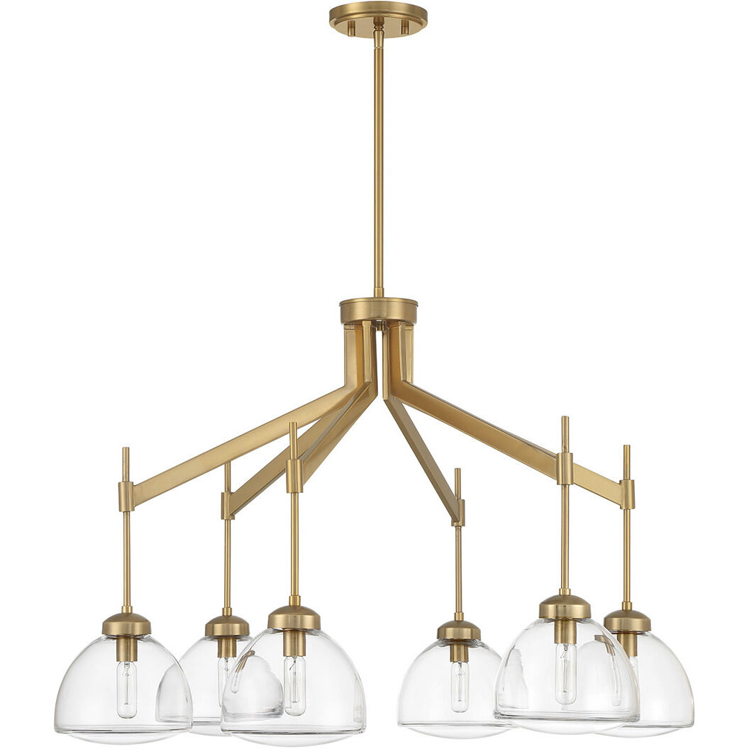 Corbin 6 Light 31.5 inch Warm Brass Chandelier Ceiling Light