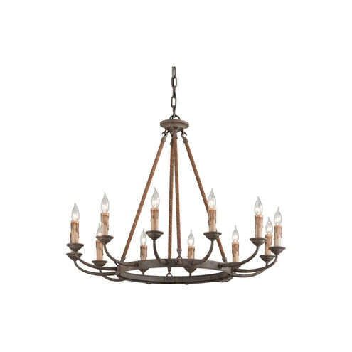 Codie 12 Light 36 inch Earthen Bronze Chandelier Ceiling Light