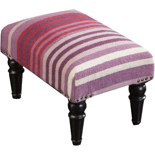 Happy Cottage 12 inch Mauve Stool, Rectangle, Wood Base, Hand Woven