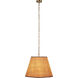 Scalloped 1 Light 24 inch Antique Brass Pendant Ceiling Light in Natural Raffia