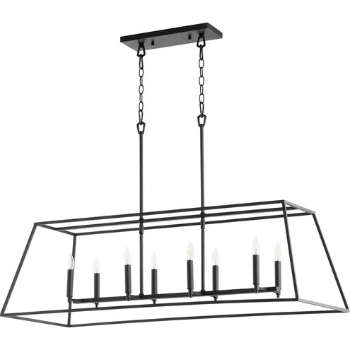 Gabriel 8 Light 45 inch Noir Linear Pendant Ceiling Light, Quorum Home