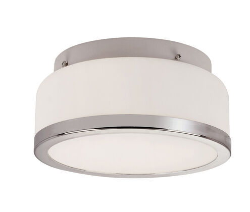 Rise 1 Light 9 inch Polished Chrome Flushmount Ceiling Light in White Frosted