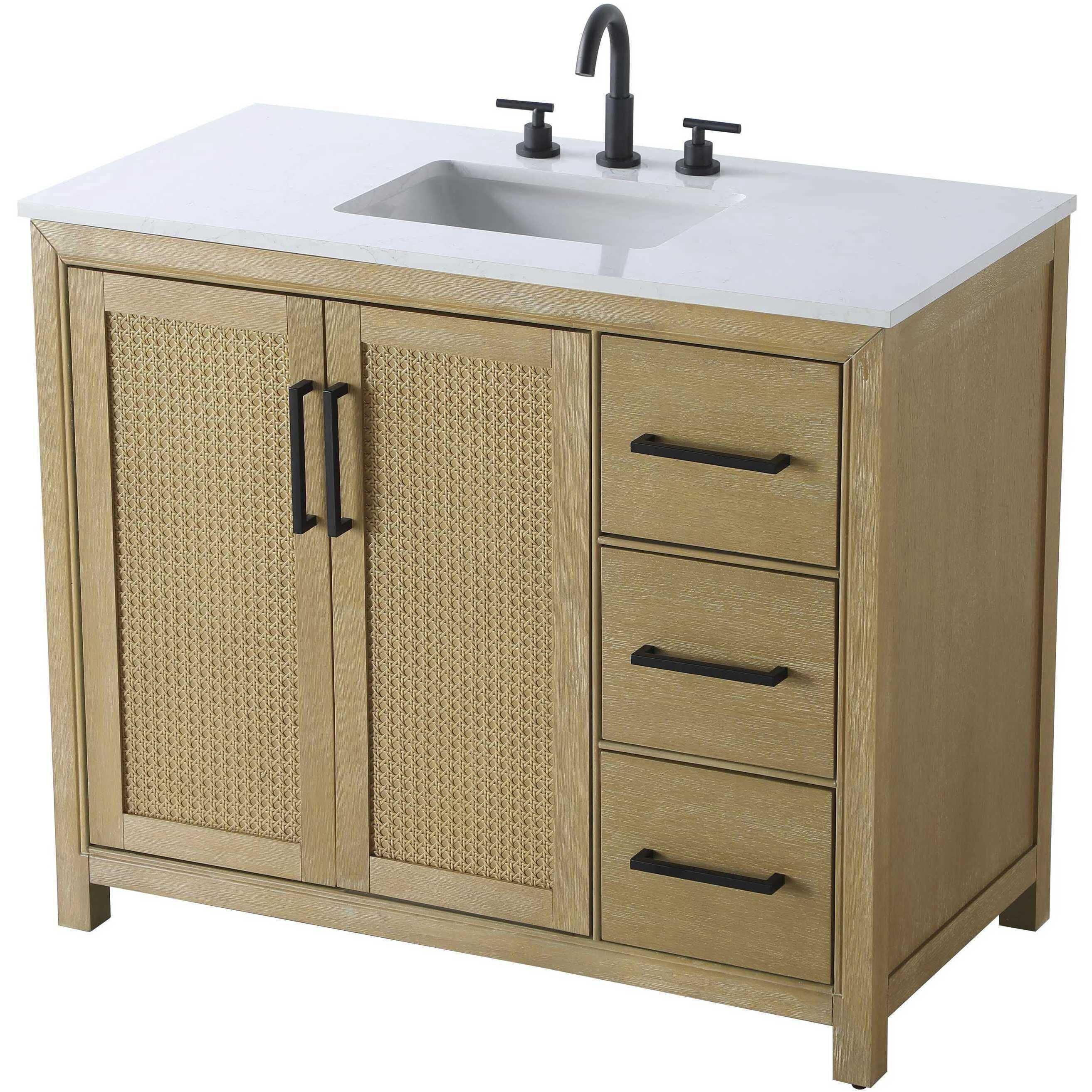 Alina 42 X 34 inch Linen Oak Bathroom Vanity Cabinet