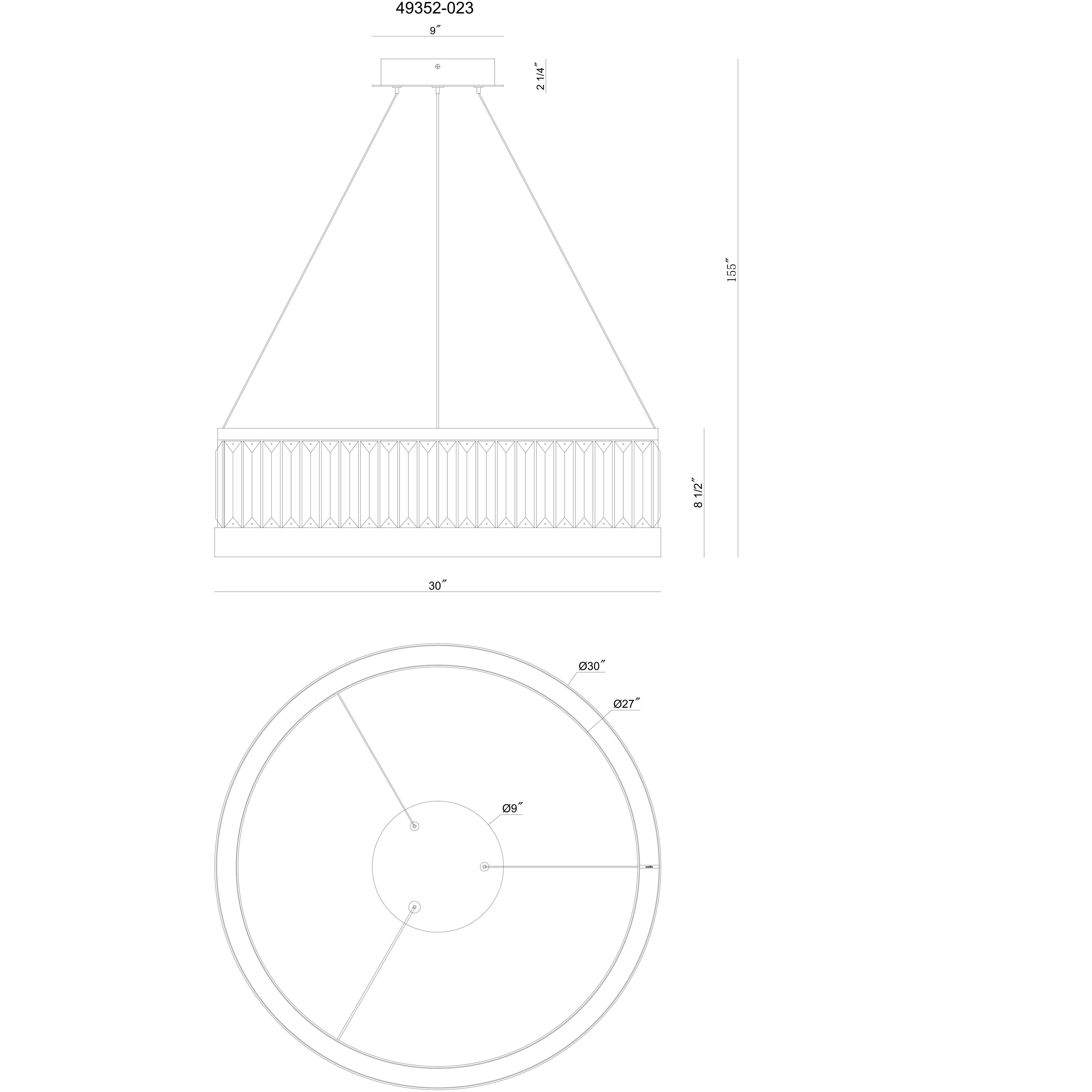 Empra LED 30.13 inch Matte Black Chandelier Ceiling Light