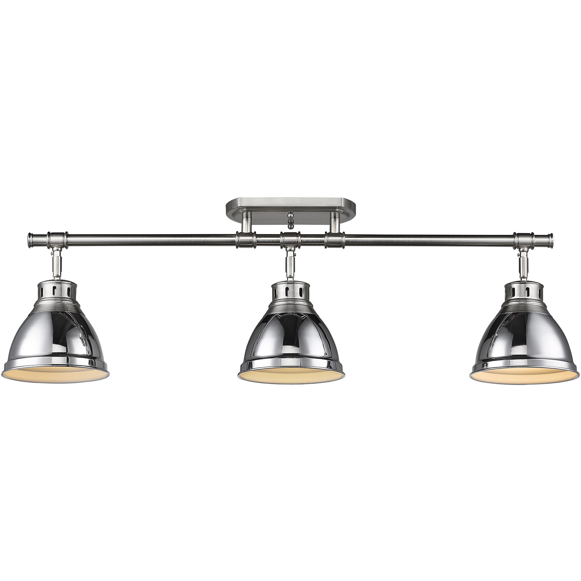 Yep Duncan 3 Light 35.38 inch Pewter Semi-Flush Mount Ceiling Light in Chrome, Damp