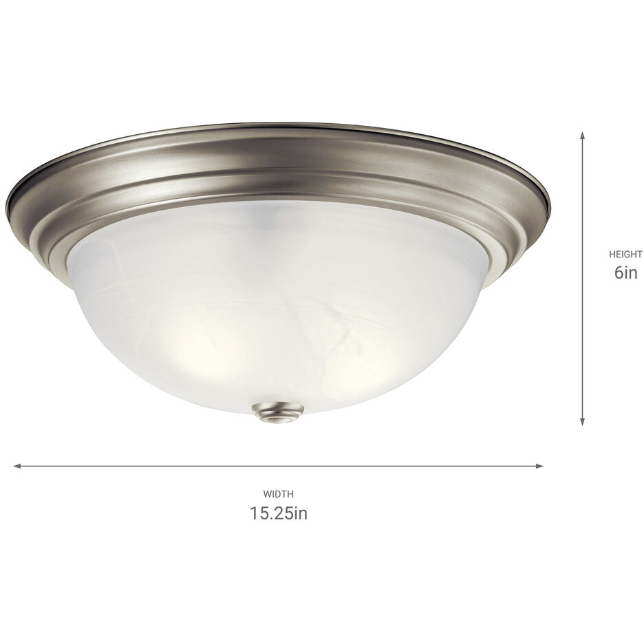Independence 3 Light 15 inch Brushed Nickel Flush Mount Light Ceiling Light