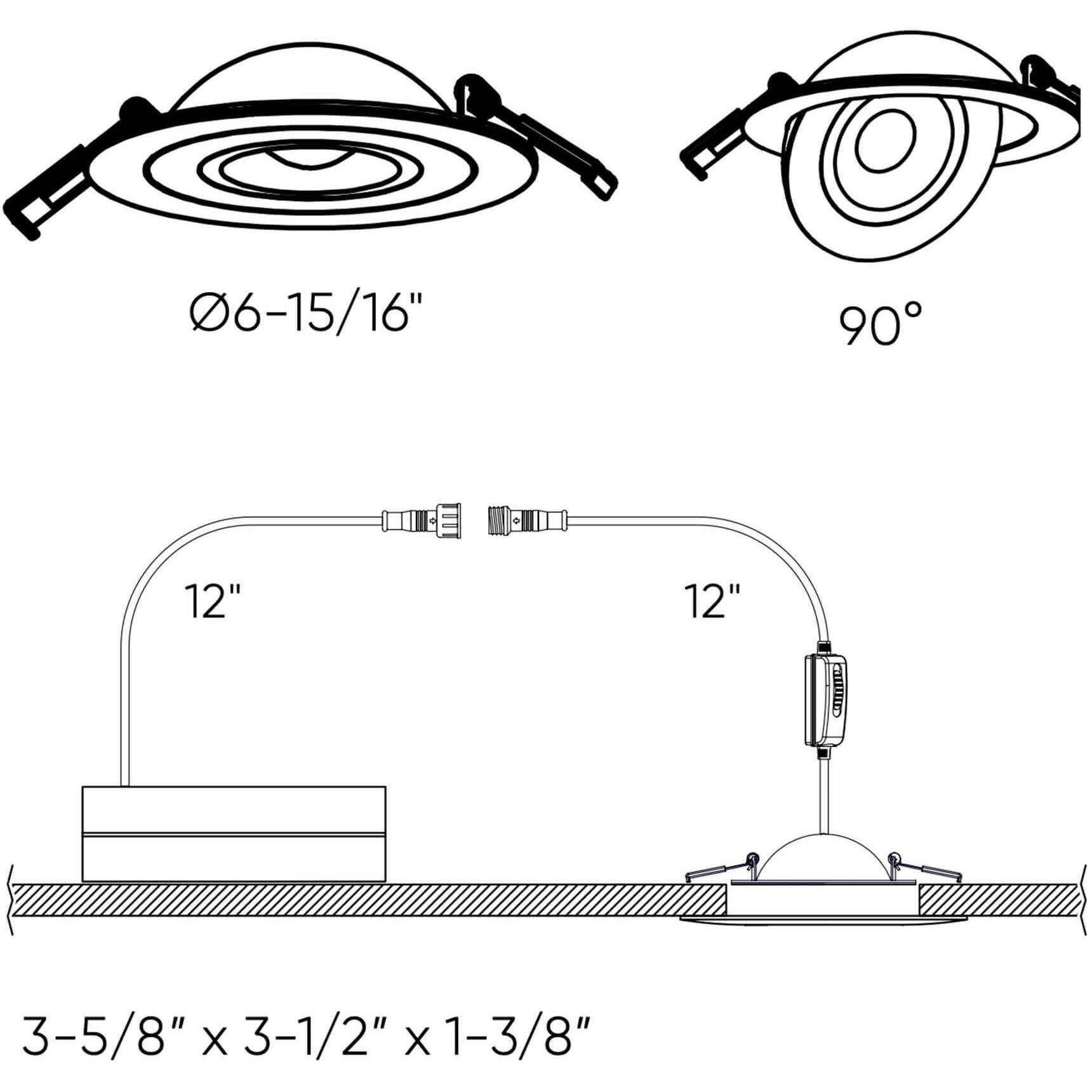 Pivot Black Regressed, Flat Gimbal Light