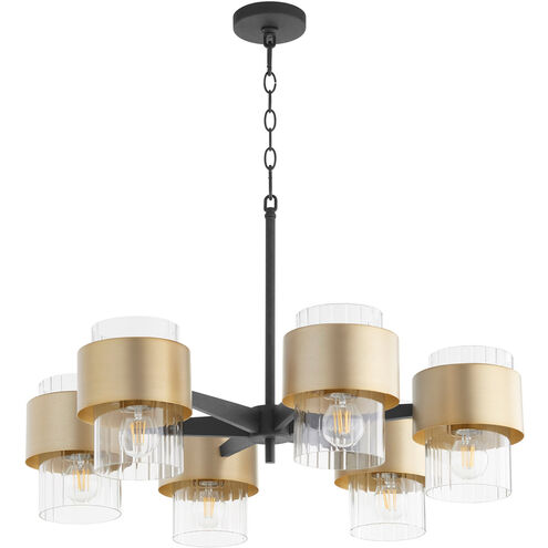 Epsilon 6 Light 34 inch Noir and Aged Brass Chandelier Ceiling Light