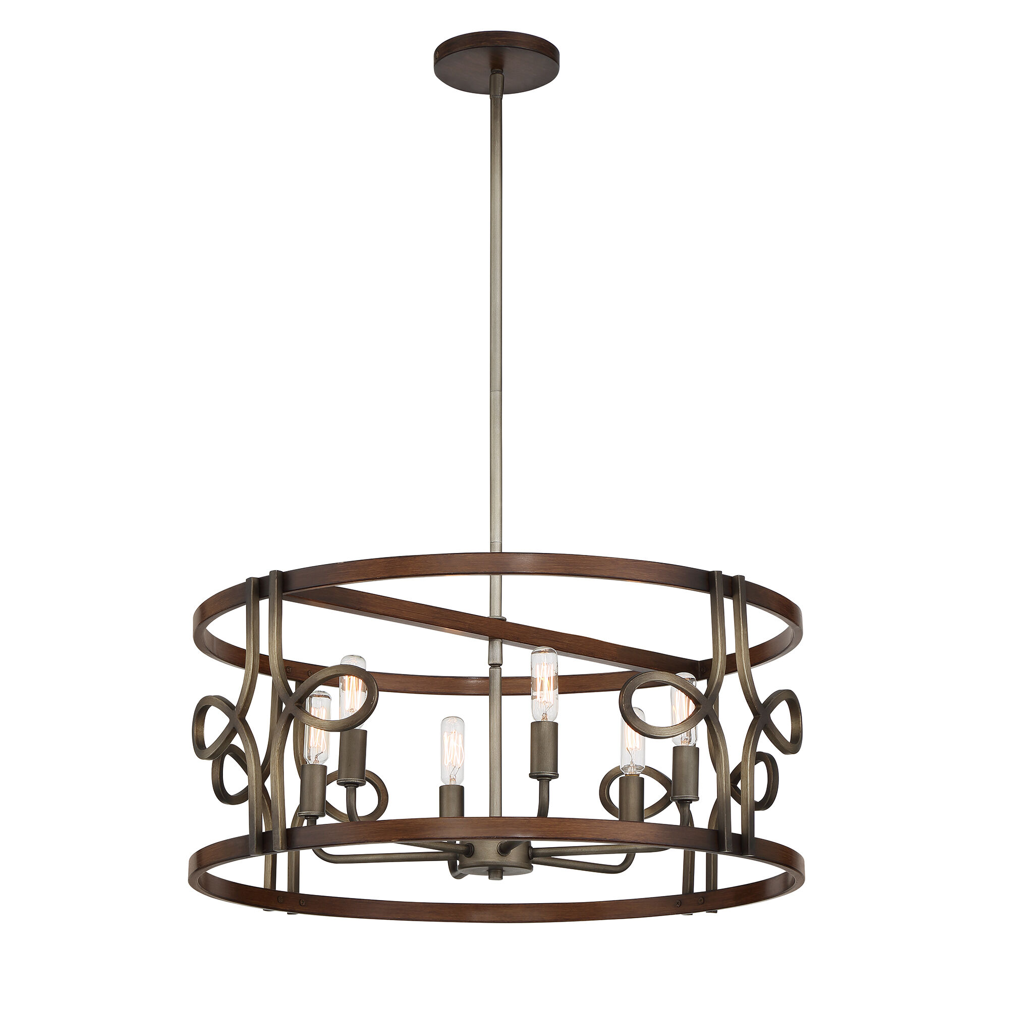 Yorkville 6 Light 24 inch Aged Darkwood/Silver Patina Pendant Ceiling Light