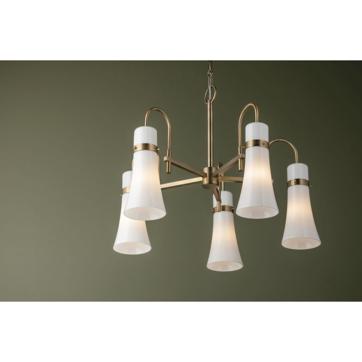Maple 5 Light 27.25 inch Patina Brass Chandelier Ceiling Light