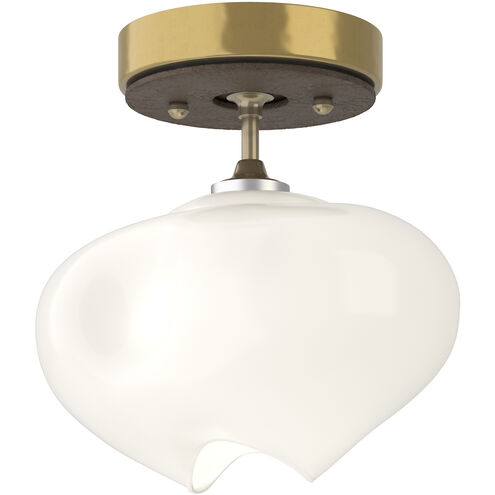 Ume 1 Light 6.3 inch Modern Brass and White Semi-Flush Ceiling Light in Modern Brass/White, Frosted