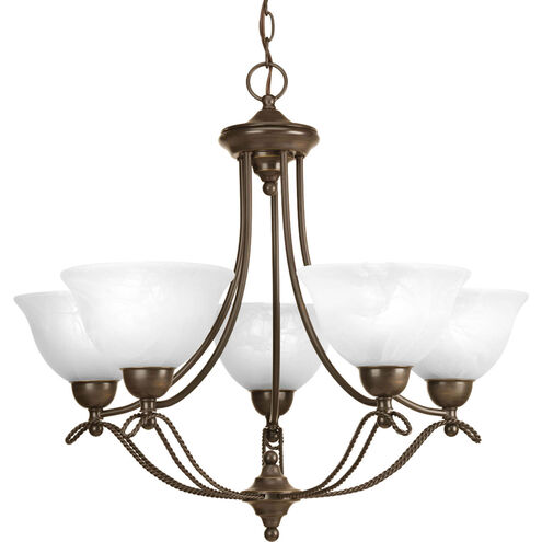 Avalon 5 Light 27 inch Antique Bronze Chandelier Ceiling Light in Alabaster Glass