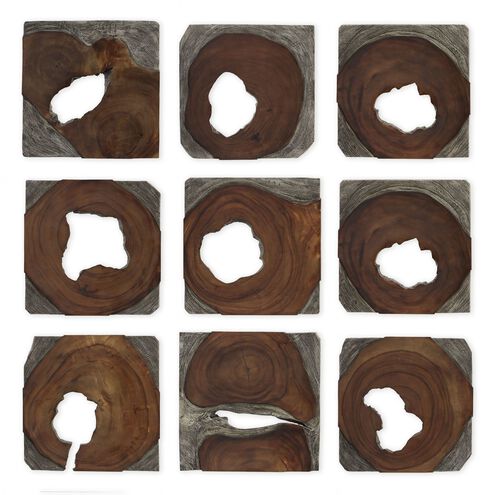 Jungle Dark Coffee Brown And Rustic Black Wood Paneled Wall Art