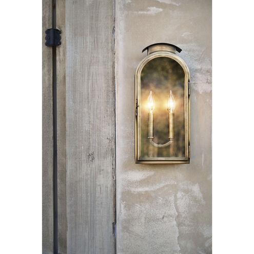 Heritage Rowley LED 18 inch Light Antique Brass Outdoor Wall Mount Lantern, Medium