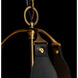 Saratoga 3 Light 26.2 inch Antique Brass Pendant Ceiling Light in Leather Black, Natural Anna, Small