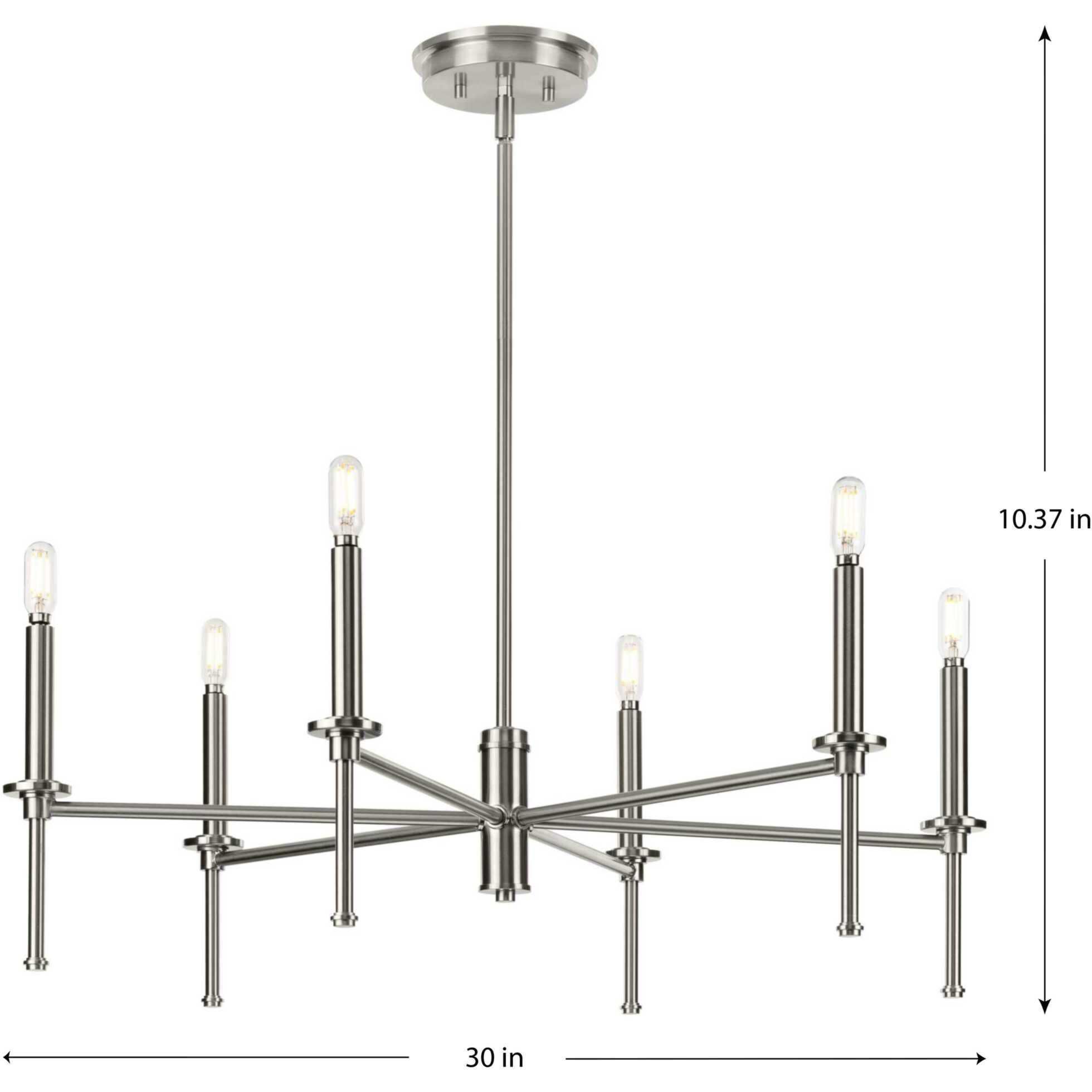 Elara 6 Light 30 inch Brushed Nickel Chandelier Ceiling Light