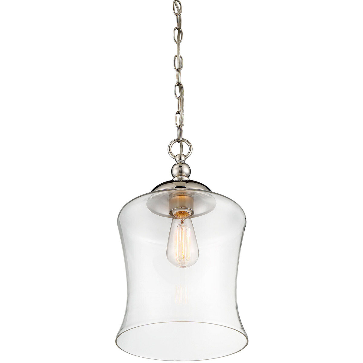 Modern 1 Light 9.75 inch Polished Nickel Mini-Pendant Ceiling Light