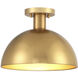 Vintage 1 Light 12 inch Natural Brass Semi-Flush Ceiling Light
