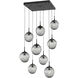Aster LED LED Matte Black Chandelier Ceiling Light, Square Multi-Port