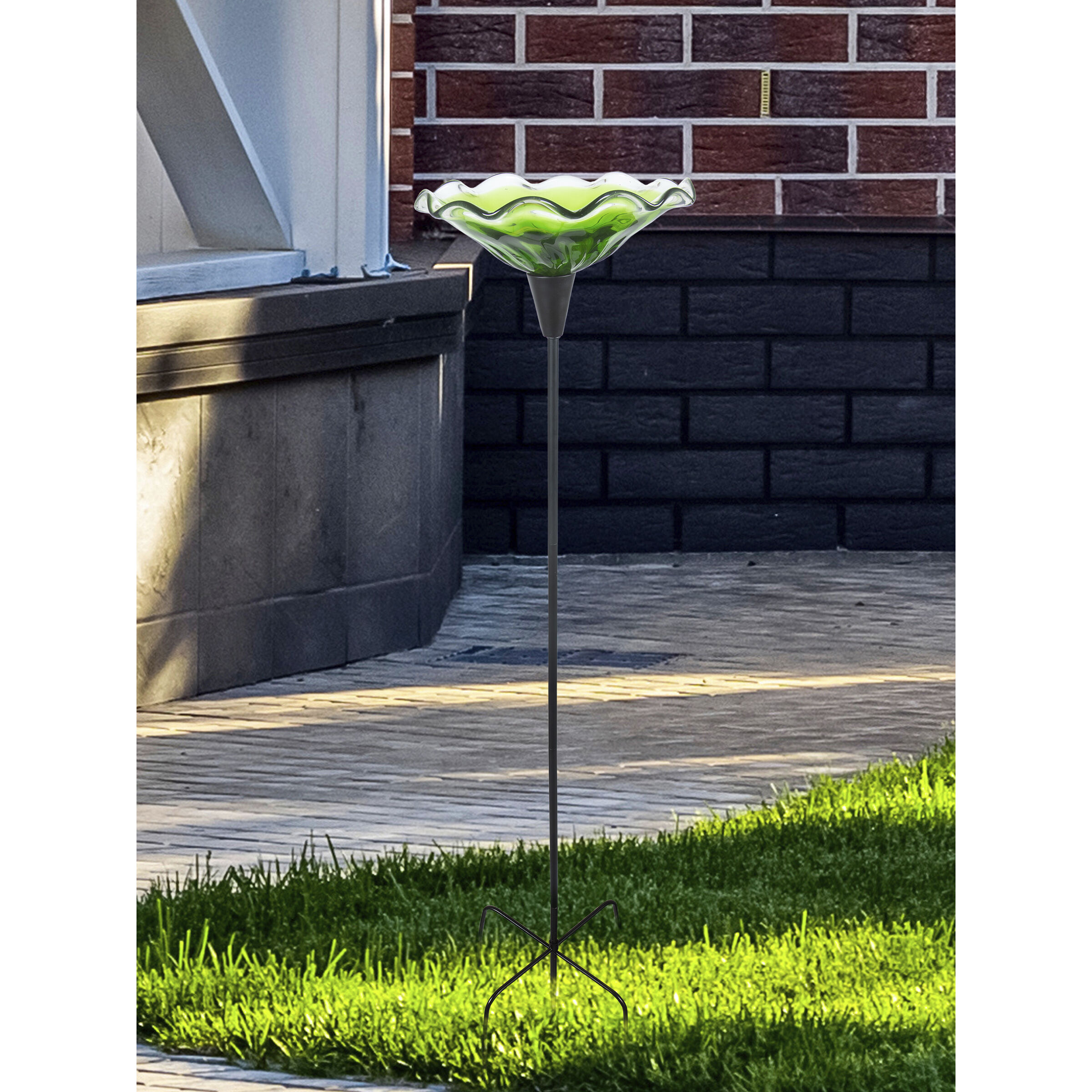 Fiore Green Art Glass Bird Feeder