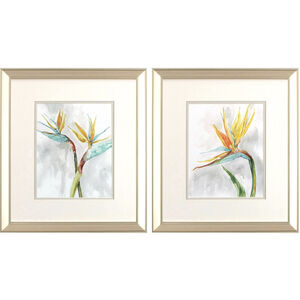 Florals Teal and Green and Orange and Yellow Framed Art