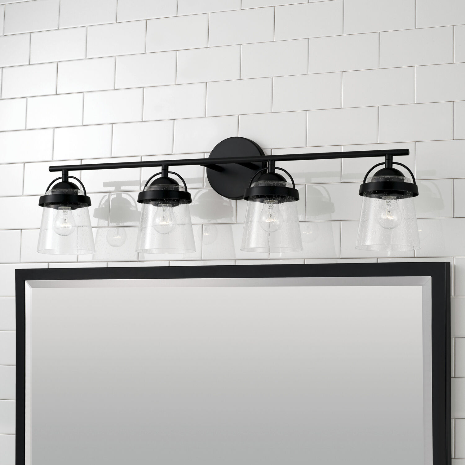 Madison 4 Light 33 inch Matte Black Vanity Light Wall Light