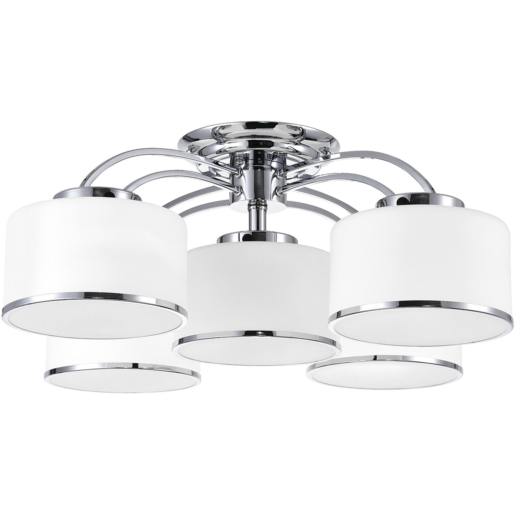 Frosted 5 Light 30 inch Chrome Drum Shade Flush Mount Ceiling Light