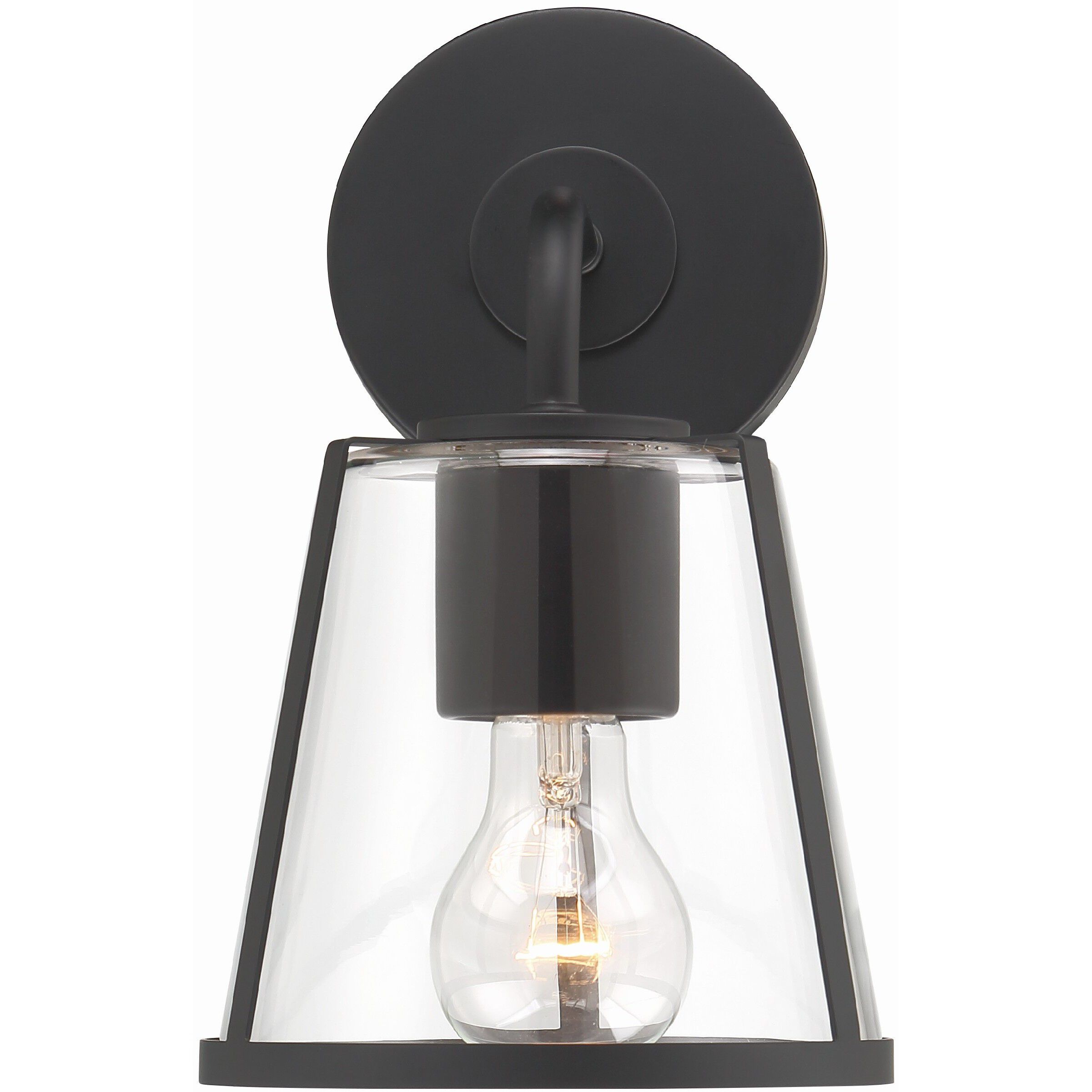 Fulton Bath Sconce Wall Light in Black, Clear