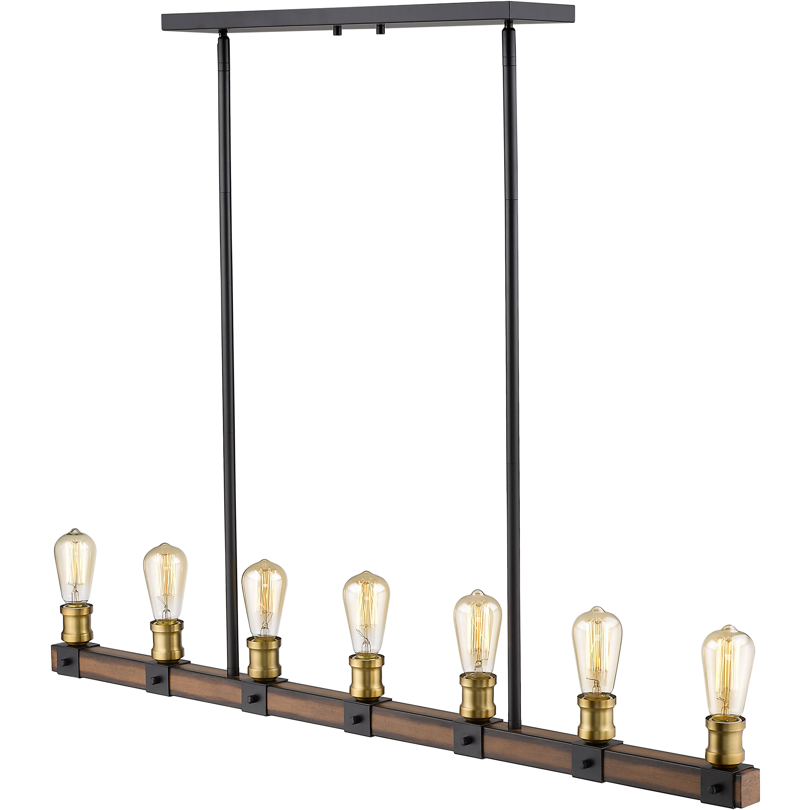 Kirkland 7 Light 44 inch Rustic Mahogany Linear Chandelier Ceiling Light