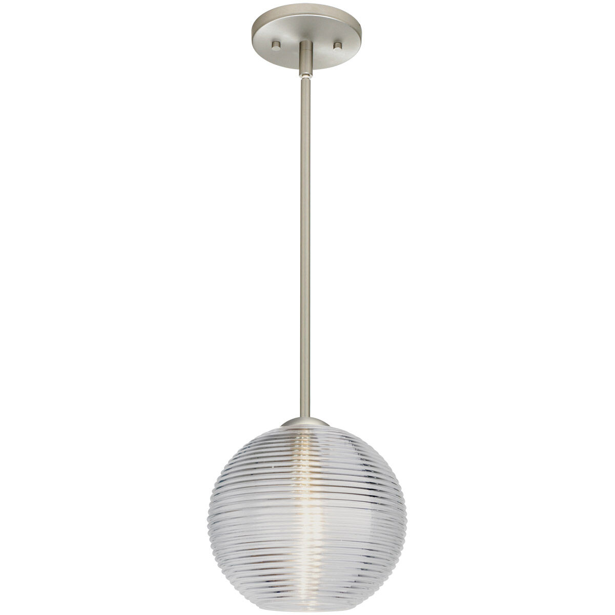 Kristall 8 LED Satin Nickel Stem Pendant Ceiling Light in Clear Glass