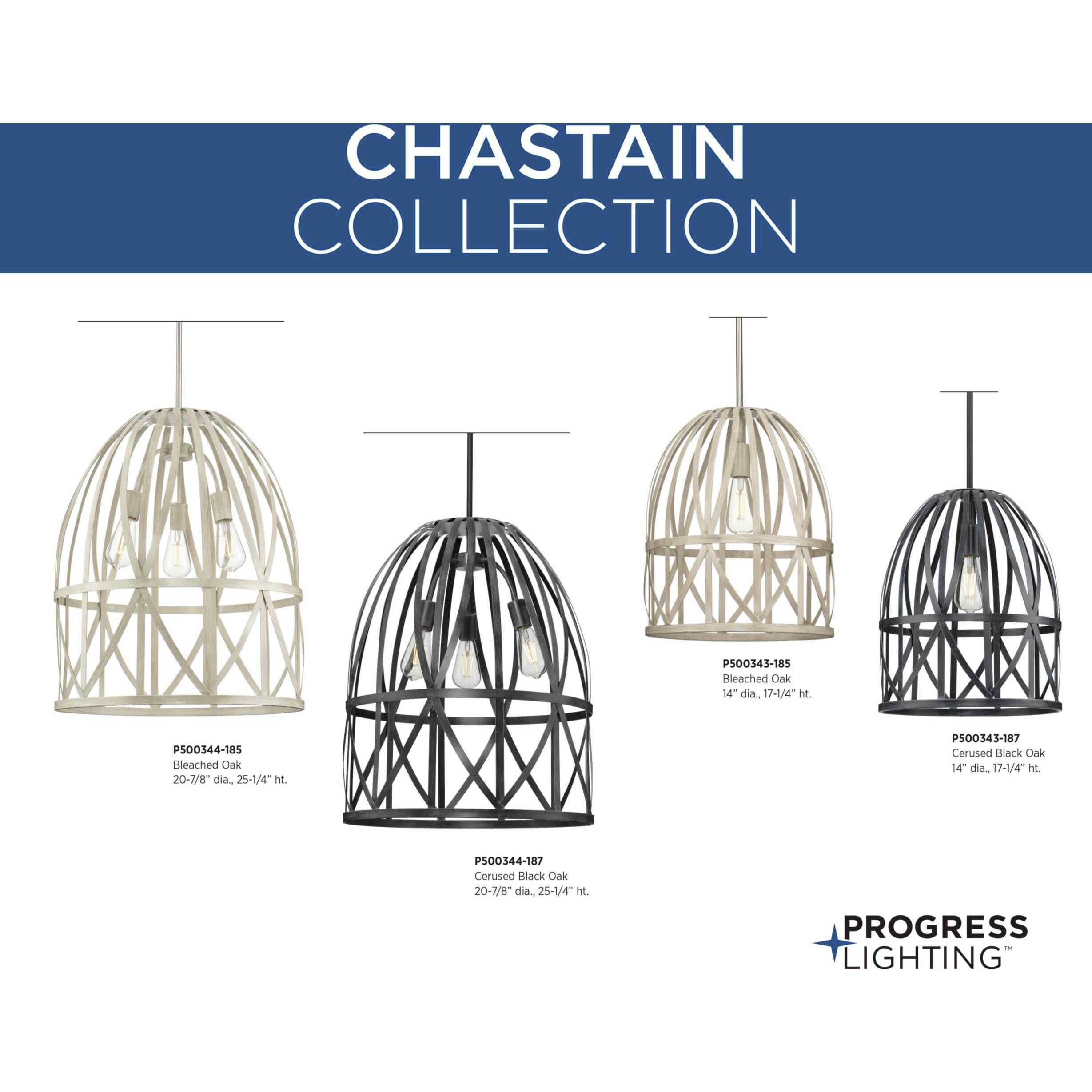 Chastain 3 Light 21 inch Cerused Black Oak Pendant Ceiling Light