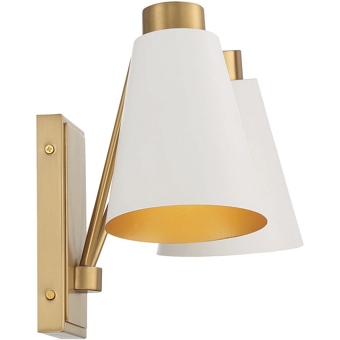 Modern 2 Light 17.5 inch White with Natural Brass Wall Sconce Wall Light
