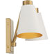 Modern 2 Light 17.5 inch White with Natural Brass Wall Sconce Wall Light