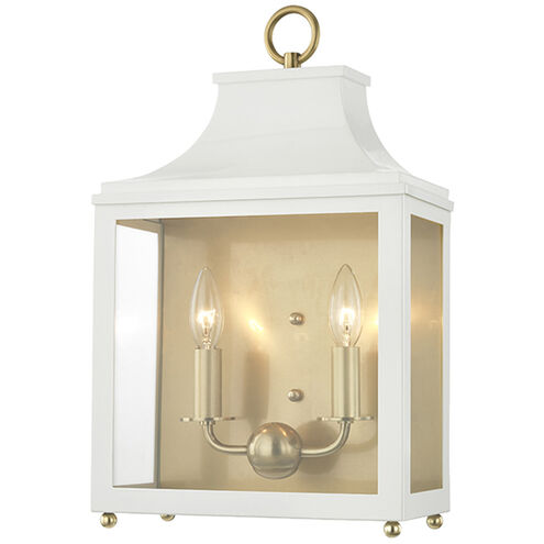 Leigh 2 Light 12 inch Aged Brass and White Wall Sconce Wall Light