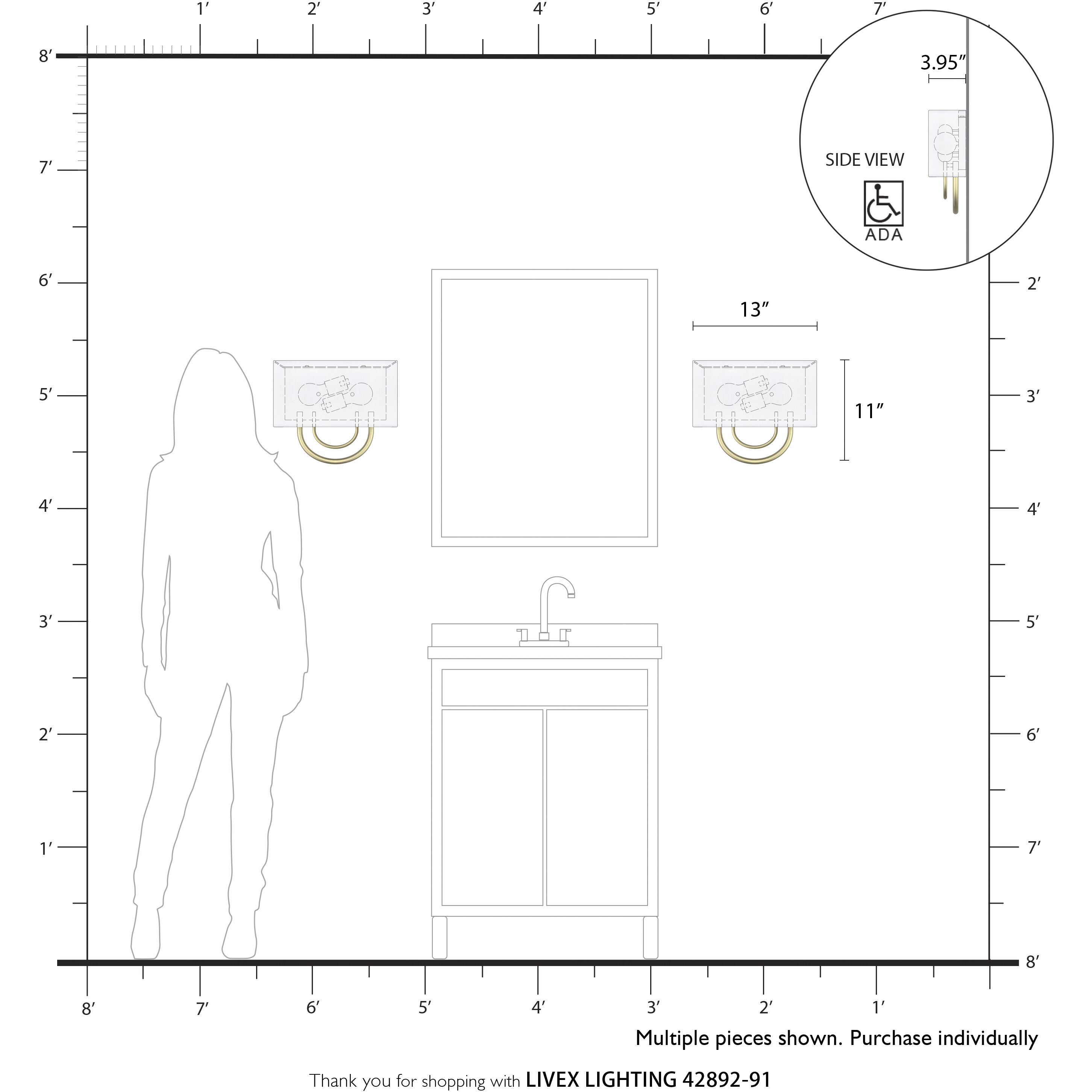 Stratton 2 Light 13 inch Brushed Nickel ADA Wall Sconce Wall Light
