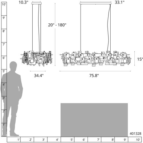 Fusion 16 Light 75.8 inch Dark Smoke Pendant Ceiling Light