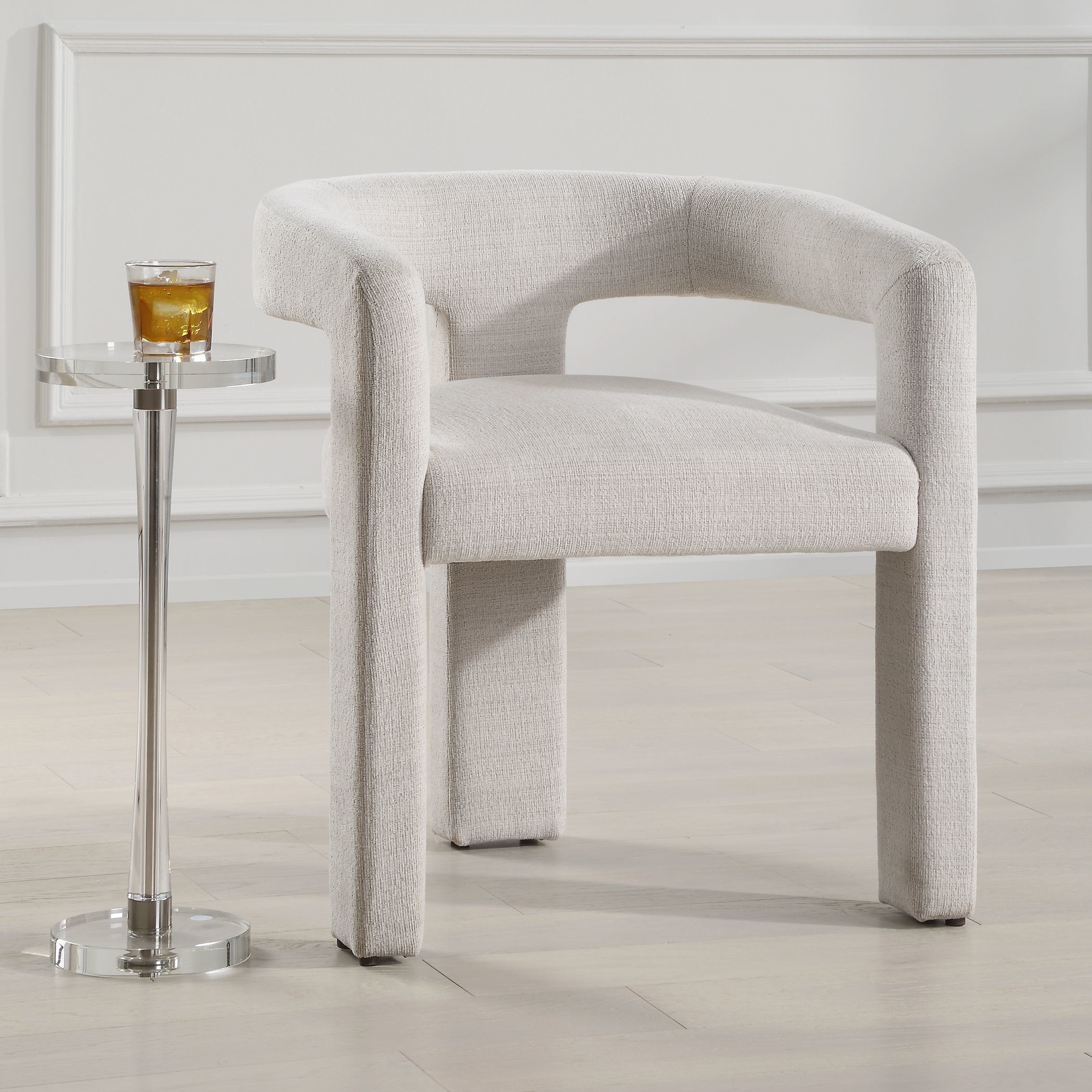 Perspective Ecru Polyester Fabric Dining Chair