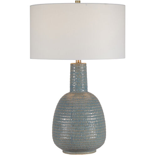 Delta 29 inch 100.00 watt Light Aqua Glaze with Brushed Nickel Details Table Lamp Portable Light