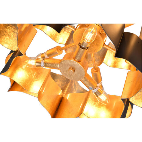 Canada 12 Light 30 inch Matte Black w/ Gold Leaf Interior Chandelier Ceiling Light