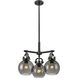 Newton Sphere 3 Light 20.38 inch Matte Black Pendant Ceiling Light in Plated Smoke Glass