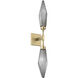 Rock Crystal LED 4.5 inch Gilded Brass Indoor Sconce Wall Light in Chilled Smoke, 2700K LED, Double