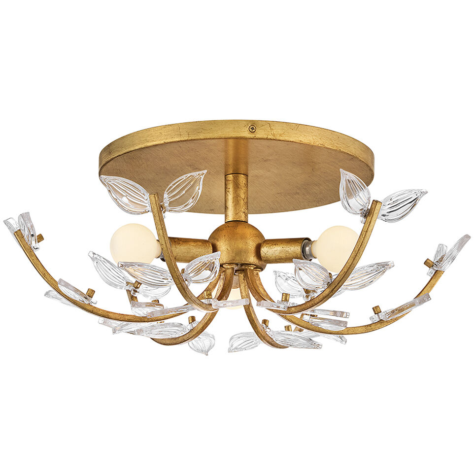 Aliso 3 Light 20 inch Distressed Brass Semi-flush Mount Ceiling Light