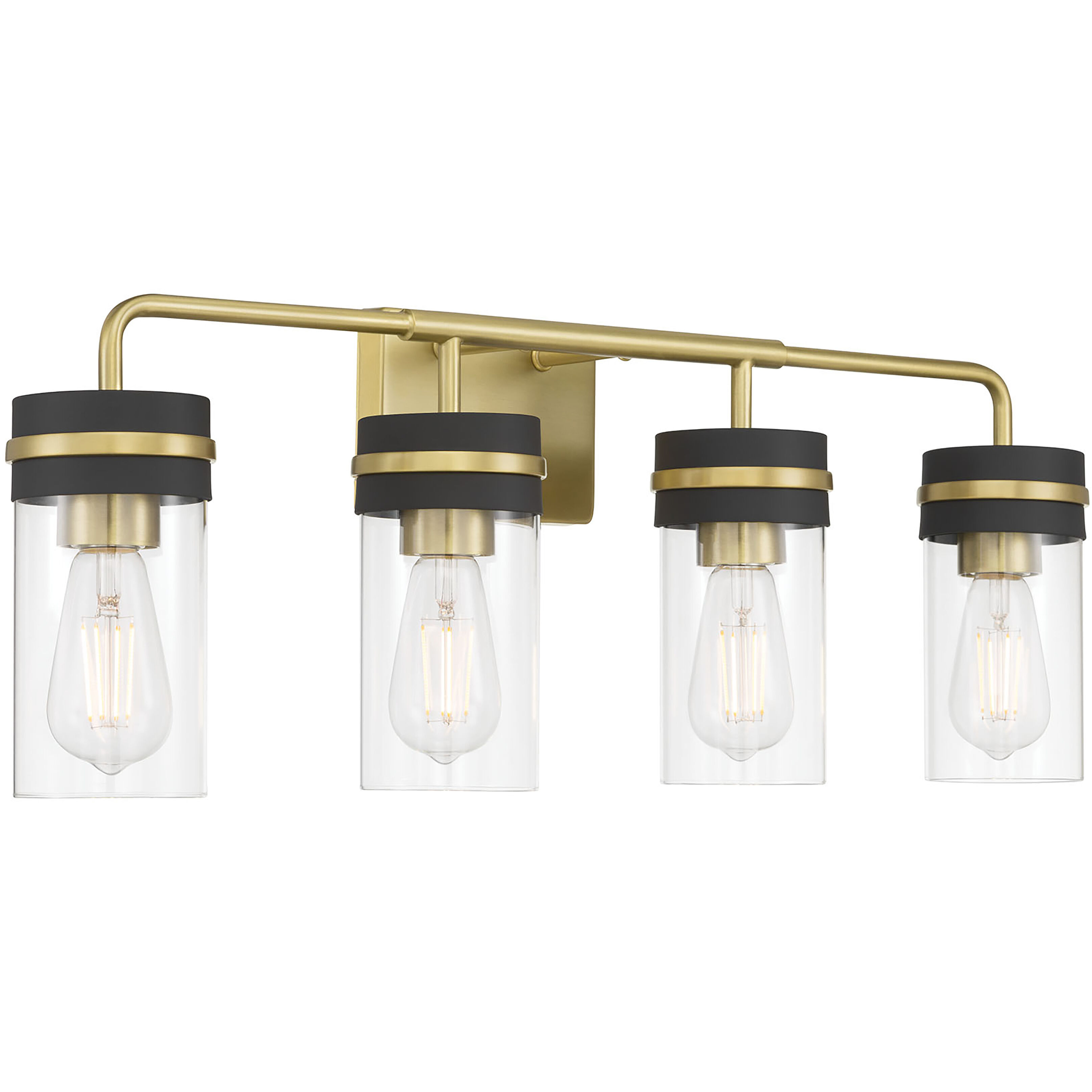 Marbridge 4 Light 28 inch Vintage Brass and Matte Black Bathroom Vanity Light Wall Light