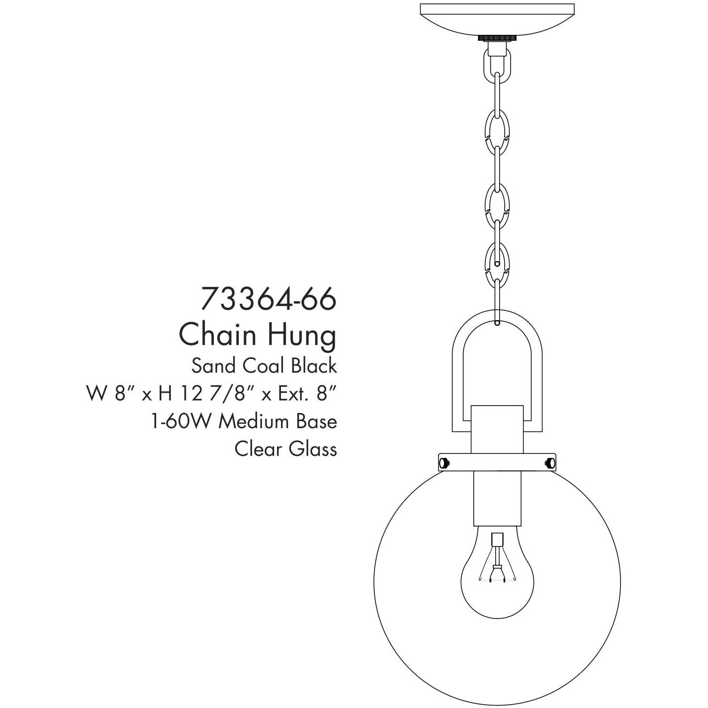 Wenston 1 Light 8 inch Sand Coal Outdoor Pendant, Great Outdoors