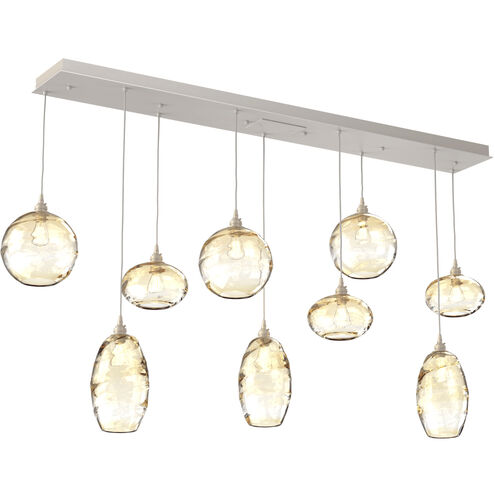 Misto 9 Light Beige Silver Linear Pendant Ceiling Light in Metallic Beige Silver, Misto Amber, Multi-Port