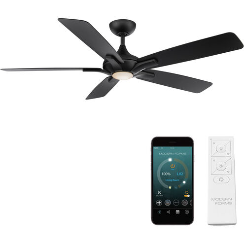 Mykonos 5 60 inch Matte Black Downrod Ceiling Fan in 2700K